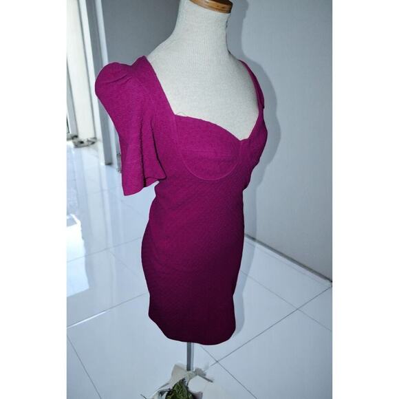 Betsey Johnson Magenta Mini Dress – Puff Sleeve Sweetheart Neck – Made in USA S - Picture 4 of 12